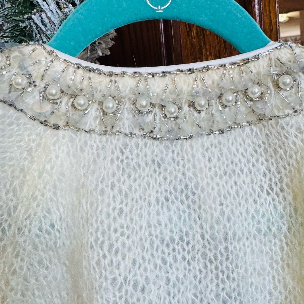 Chic Cream Cardigan with Sequin Accents - Picture 6 of 6